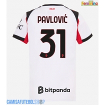 Camisa de time de futebol AC Milan Strahinja Pavlovic #31 Replicas 2º Equipamento Feminina 2025-26 Manga Curta